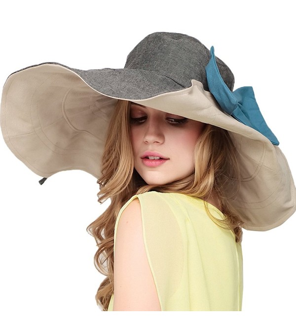 Maitose Women's UV Sun Protection Beach Wide Brim Fishing Hat - Gray - CE11AZ6G5K9