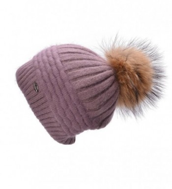 Lawliet Womens Winter Angora Knit Beanie Hat Skull Fleece Pom Pom Ski Cap A462 - Light Purple - CD186W4NE45