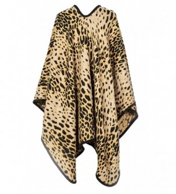 Women's Winter Leopard Big Scarf Blanket Warm Poncho Shawl Wrap Light ...