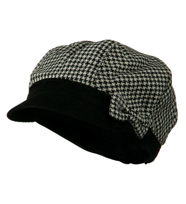 Libby Houndstooth Cabbie Cap - Black W16S53F - C611C0N07NH