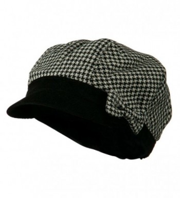 Libby Houndstooth Cabbie Cap - Black W16S53F - C611C0N07NH