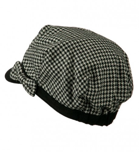 Libby Houndstooth Cabbie Cap Black