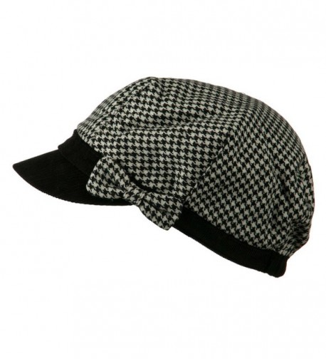 Libby Houndstooth Cabbie Cap Black in Women's Newsboy Caps