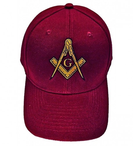Mason Hat Maroon Embroidered Masonic Lodge Baseball Cap - C511DJ3BJP7