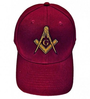 Mason Hat Maroon Embroidered Masonic Lodge Baseball Cap - C511DJ3BJP7