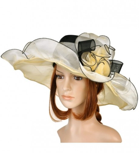 VBIGER Kentucky Derby Hats Church Hat Organza Tea Party Wedding Hat - Creamy-white - C312GUJ0OIT