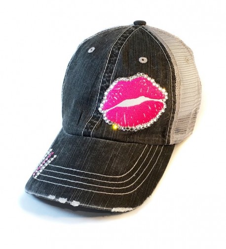 Gloss Boss Baseball Hat - Pink Lips - Swarovski Crystal - fitted Cap by Elivata - CN182XEDX9M