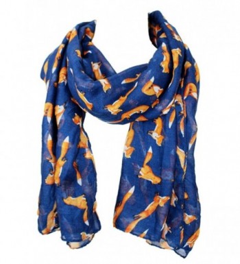 Euter Women Soft Scarf Foxes Print Pattern Scarves Shawl Wrap Gift for Her - Blue - CE187KLGDGZ