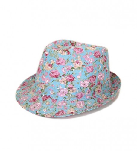 Cotton Floral Sequin Sparkle Fedora Hat - Different Colors Available - Blue - CO11G28LANB