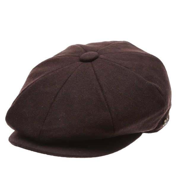Men's Classic 8 Panel Wool Blend Newsboy Snap Brim Collection Hat (Large- BROWN) - CD12N1WPVVG