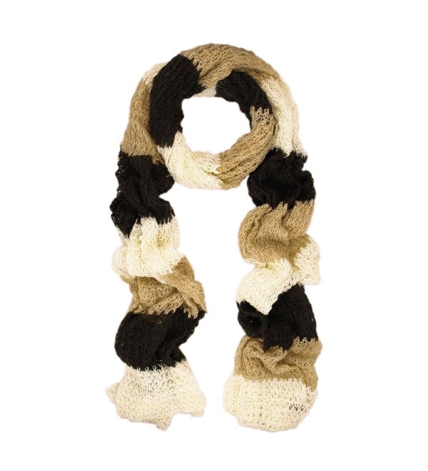 Long Winter Warm Knit Striped Shimmer Scarf - Different Colors Available - Brown - CQ11CL25WIH