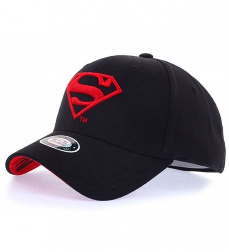 Superman Shield Embroidery Flex-Fit Strech Fit Fitted Baseball Cap Trucker Hat - Black/Red - C8184U4HM9X
