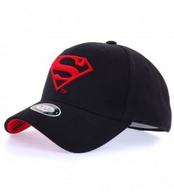 Superman Shield Embroidery Flex-Fit Strech Fit Fitted Baseball Cap Trucker Hat - Black/Red - C8184U4HM9X