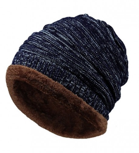 Winter Soft Thick Knitting Skull Cap Fashion Beanie Hat Warm Slouchy Beanies Hat - Navy Blue - C5187HA993Q