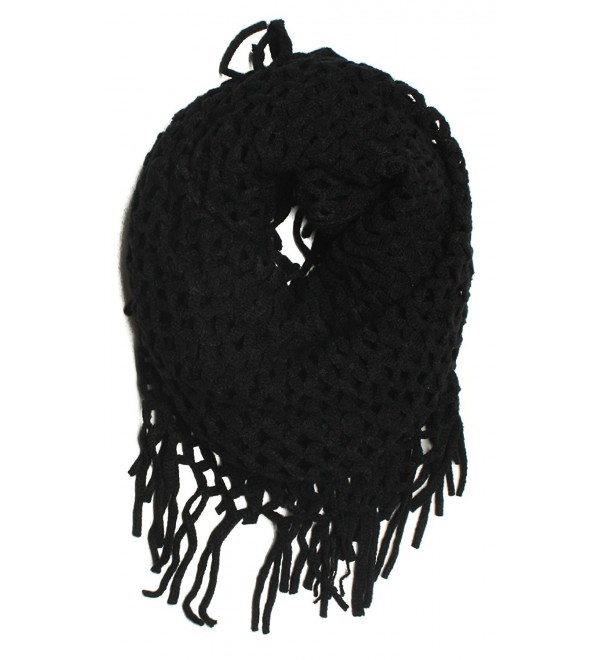 DRY77 Knitted Fishnet Chain Loop Eternity Infinity Scarf - "Black - 27"" X 50""" - CS110SVRVUZ