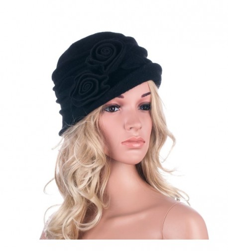 1920s Gatsby Womens Flower Wool Warm Beanie Bow Hat Cap Crushable A287 ...