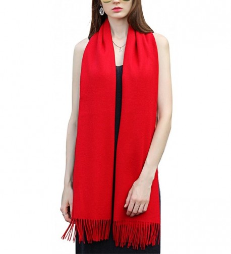 Super Soft Cashmere Blanket Scarf with Tassel Red Warm Shawl Gift Valentine's Day - Red - CO1879IQT4W