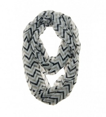 FuzzyGreen Chevron Fall Loop Autumn Infinity Scarf - Black and Grey - CQ11TJRYG2Z