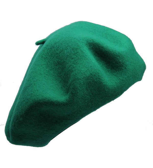 Beret hat Classic Solid Color 100% Wool soft warm Beret Beanie Hat Winter Autumn Fashion Caps - Green - C1186W24YLZ