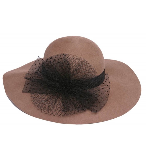 SS/Sophia Womens Wool Floppy Sun Hat w/Veiled Bow - Taupe - CB128NP8827