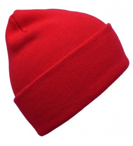 BXI Unisex Beanie Cap Knitted Warm Solid Color Winter Watch Hat - Red - C912LSC6QHV