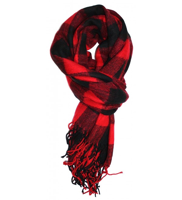 Ted and Jack - Jack's Classic Oversized Cashmere Feel Buffalo Check Wrap/Scarf - Black/Red - CU187U8CMR5