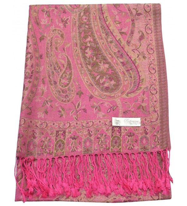 Bangong Design 2 Ply Reversible Shawl Pashmina Scarf Wrap CJ Apparel NEW - Pink - CQ115YHVSCP