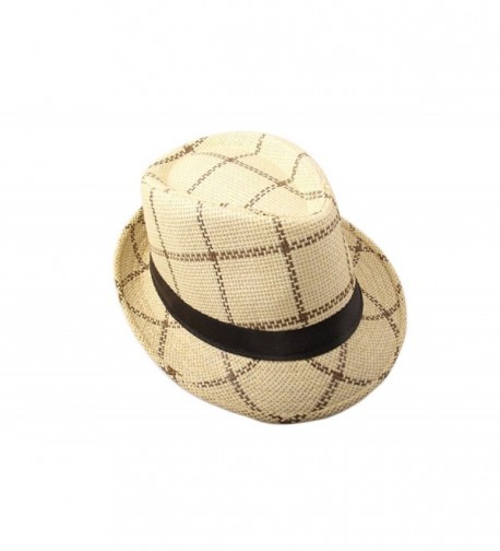 Dantiya Plaid Straw Fedora Panama