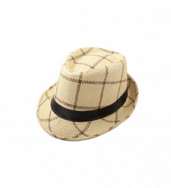 Dantiya Plaid Straw Fedora Panama in Men's Sun Hats