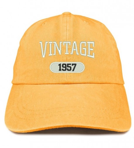 Trendy Apparel Shop Vintage 1957 Embroidered 61st Birthday Soft Crown Washed Cotton Cap - Mango - CS180WUDWZR