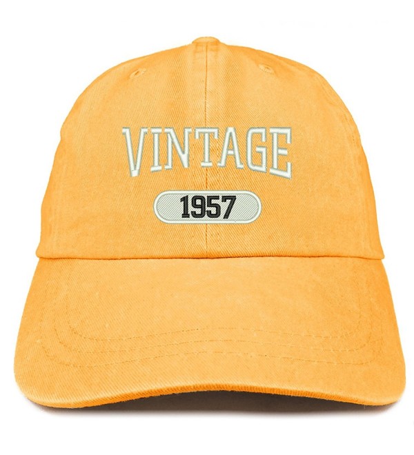 Trendy Apparel Shop Vintage 1957 Embroidered 61st Birthday Soft Crown Washed Cotton Cap - Mango - CS180WUDWZR
