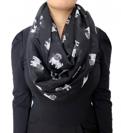 Lina & Lily Cute Pug Dog Print Women's Infinity Scarf Lightweight - C811X14WHRD