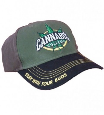 Cannabis 420 Marijuana Themed Ball Cap Hats - Cannabis College Green Front - C011VAME3D3