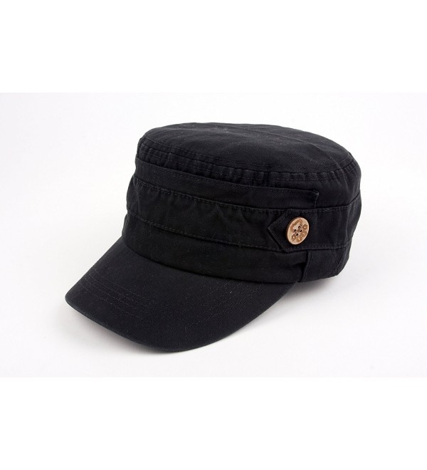 Unisex 100% Cotton Washable Cadet Cap 176HC - Black - CC11NZHC2E9