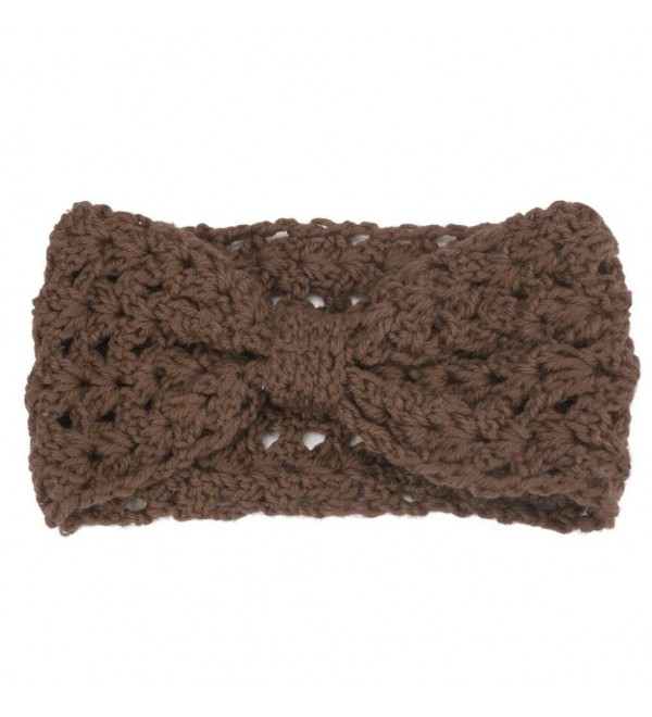 Creazy Women Winter Warmer Hollow Out woolen Yarn Woven Handcraft Hairband - Khaki - C4127NSZKJ9