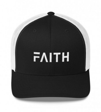 FACT goods Faith Christian Trucker Hat With White Stitching by - Black and White - C1180D7ZSU3