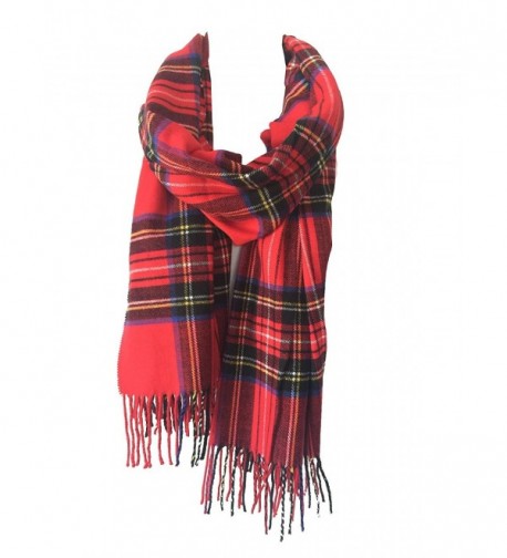 DRY77 Blanket Oversized Tartan Long Cashmere Feel Scarf Wrap Shawl Pashmina Women Men - Red - C912N0HBMNM