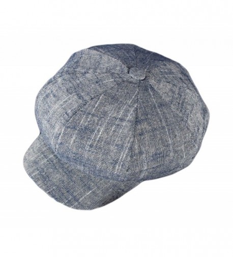 Qunson Womens Lightweight Cotton Linen Newsboy Cabbie Hat Cap - Navy - CQ12MX0KV9F