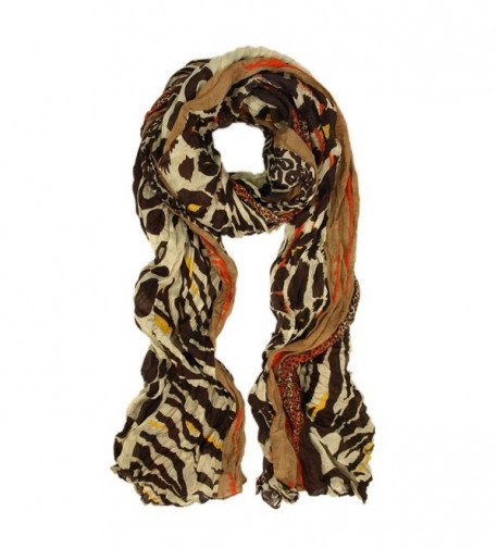 Multi Color Leopard & Zebra Mix Print Tribal Style Scarf - Different Colors Available - Brown - C3110HDSJG9