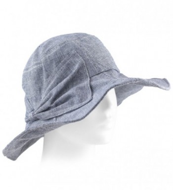 Evolatree Packable Summer Beach Sun Hat - Flexible Wide Wire Brim - Linen Blend - Blue & White - C517AA9U7D7