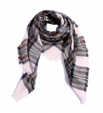 Winter Plaid Scarf Soft Warm Shawl Women Blanket Multicolor - Blue Green - CI186ARK4GG