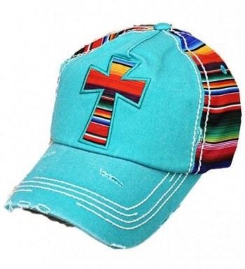 SW Adjustable Aztec Chevron Serape Multi Color Cross Womens Ladies Hat Cap Jp - Turquoise Blue - CO12NESFX95