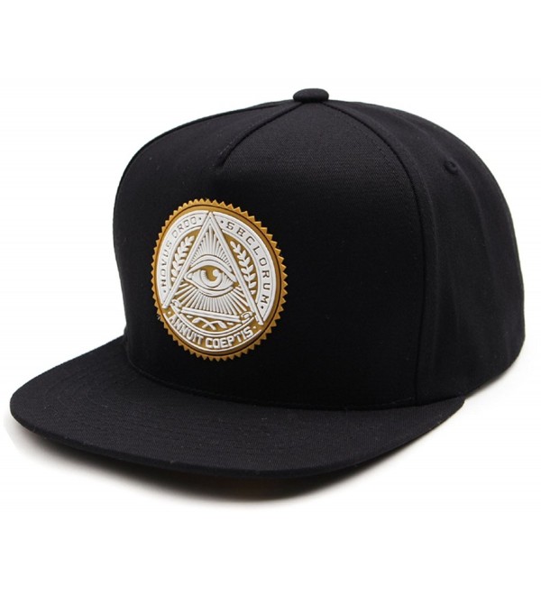 sujii ILLUMINATI Archetype Hip Hop Boys Snapback Hat Trucker Baseball Cap - Black/Yellow - CP11YTBELZN