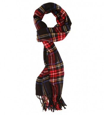 Love Lakeside-Women's Cashmere Feel Winter Plaid Scarf (One- Black Stewart) - CG12DFUPQRZ