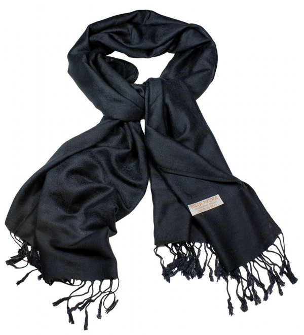Women's Soft Pashmina and Silk Scarf Shawl Wrap by bogo Brands - Black - C012NZRCBOO