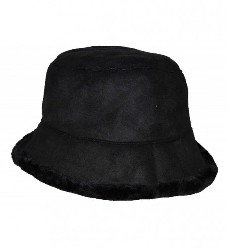 Angela & William Women's Suede Feel Bucket Hat - Black - CV12NT7YQHF