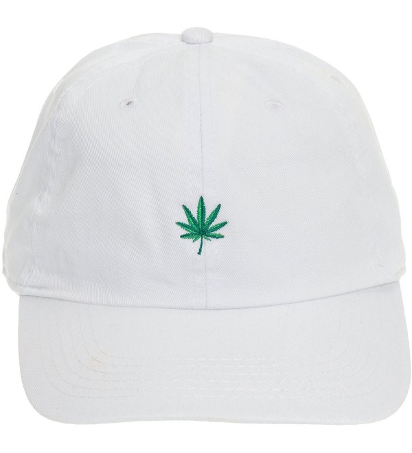 Newhattan Weed Leaf Dad Hat - 100% Cotton Adjustable Sports Cap - White - CS12O86IAUO